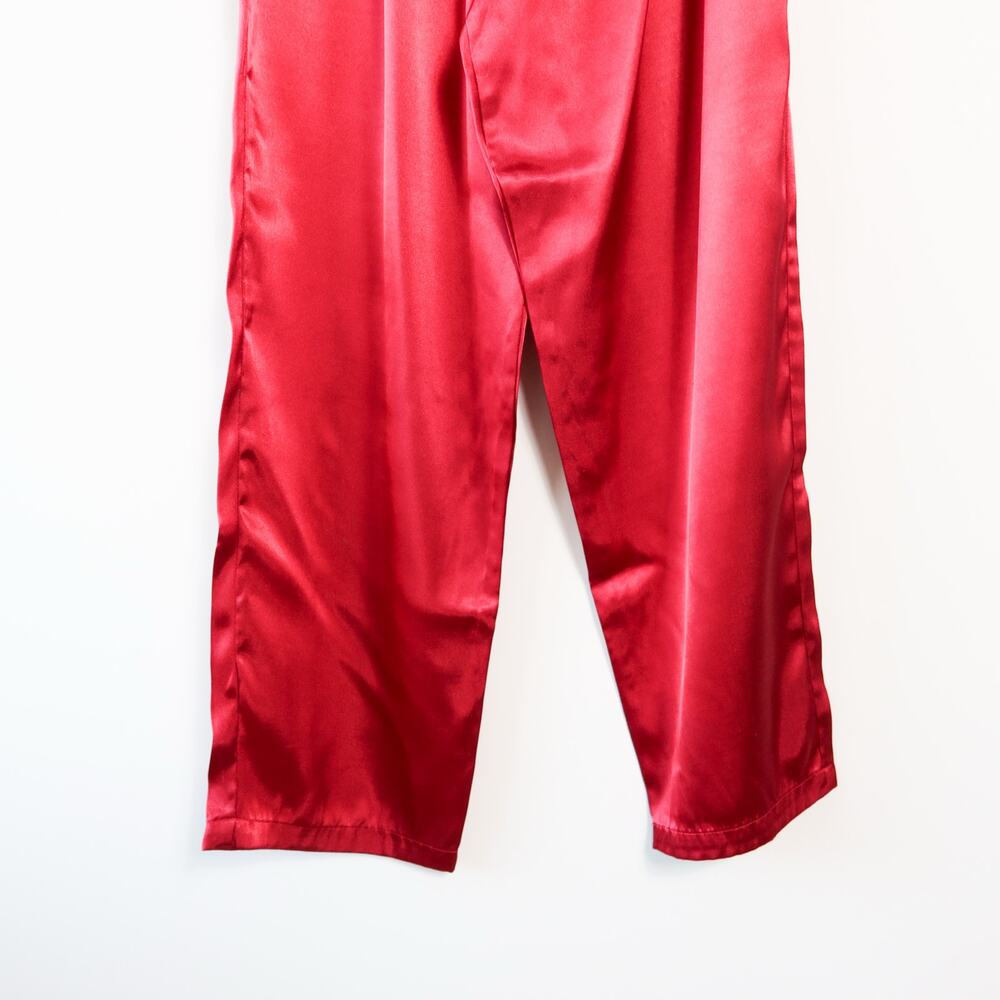 Vintage Red Satin Pull On Pants Straight Leg Small - Picture 4 of 7